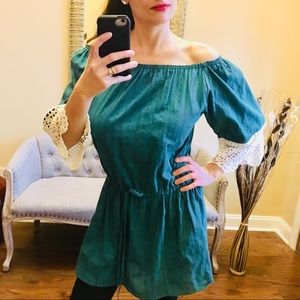 Off Shoulder Umgee Lace Detailed Tunic